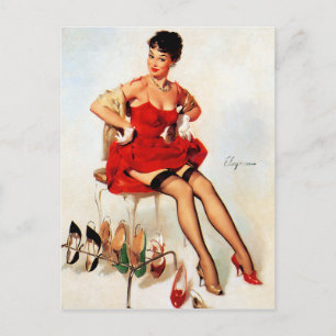 Cartão Postal Sapatos Vermelhos Pin Up