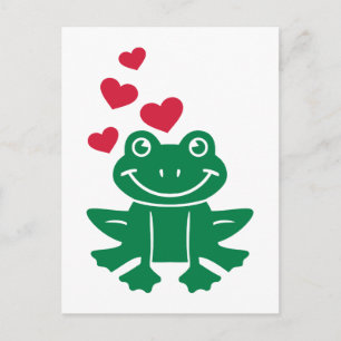 Cartão Postal Sapo ama corações vermelhos