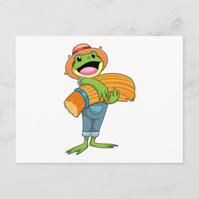 Cartão Postal Sapo como Fazendeiro com Palha (Frente)