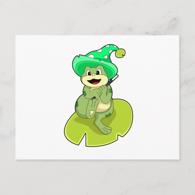 Cartão Postal Sapo como Mago com Varinha Mágica (Frente)