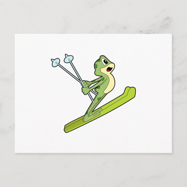 Cartão Postal Sapo como saltador de esqui com esqui.PNG (Frente)