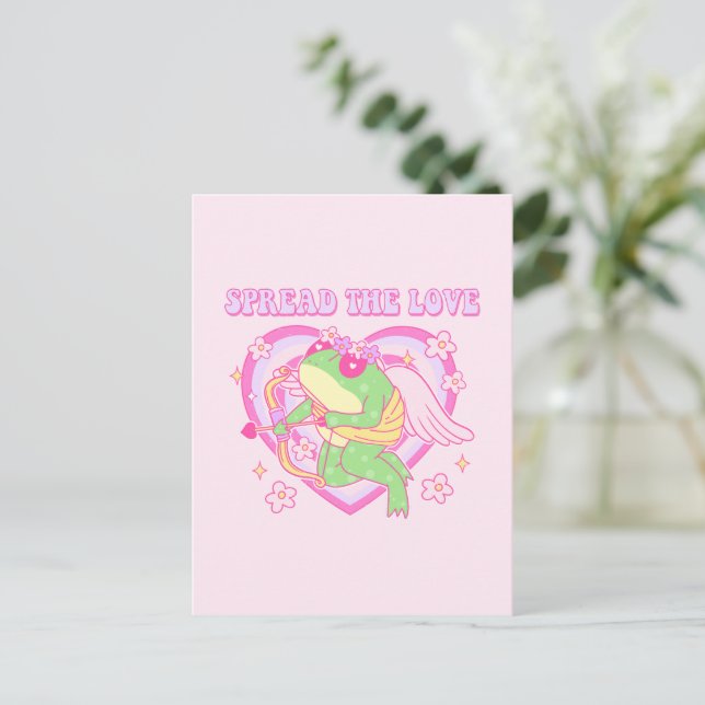 Cartão Postal Sapo Cute Cupid - Espalhe o Amor (Em pé/Frente)