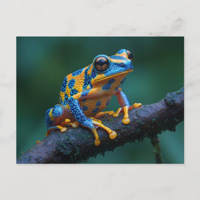 Cartão Postal Sapo de Árvore Amarela e Azul (Frente)