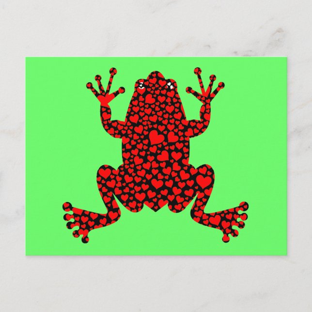 Cartão Postal sapo de corações vermelhos (Frente)
