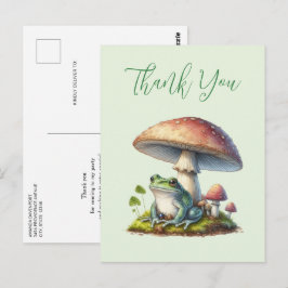 Cartão Postal Sapo Debaixo de um Cogumelo Fofo Natureza Obrigado
