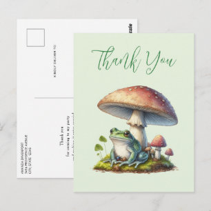 Cartão Postal Sapo Debaixo de um Cogumelo Fofo Natureza Obrigado