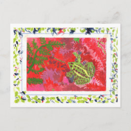 Cartão Postal Sapo em bog vermelho no cartão-postal com quadro p