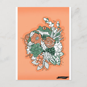 Cartão Postal Sapo em buquê de flores