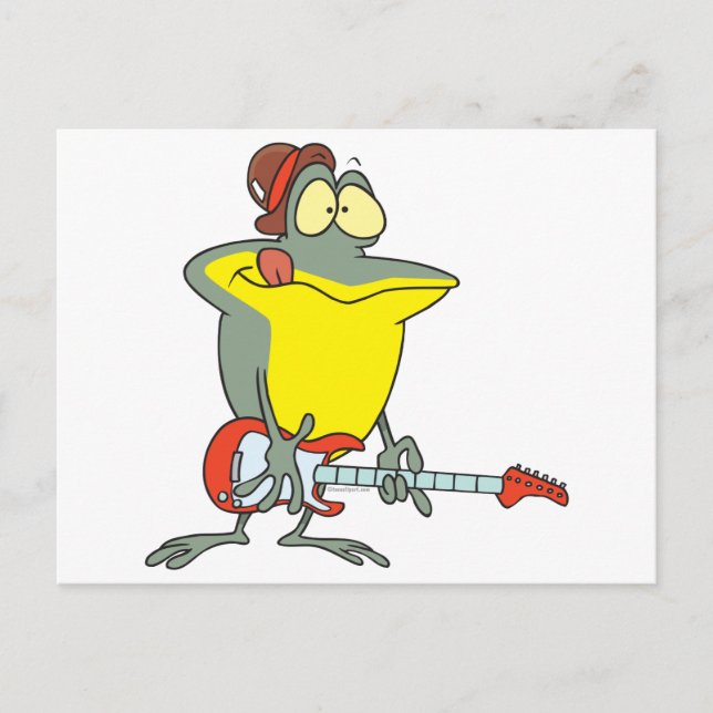 Cartão Postal sapo engraçado tocando violão elétrico (Frente)