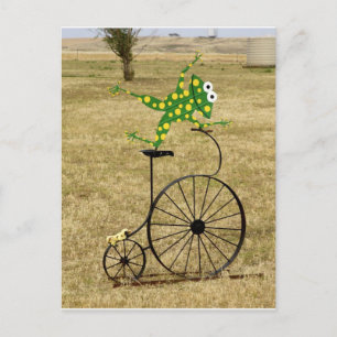 Cartão Postal Sapo excitado numa bicicleta
