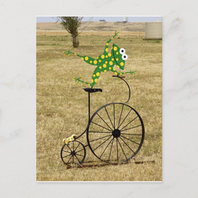Cartão Postal Sapo excitado numa bicicleta (Frente)