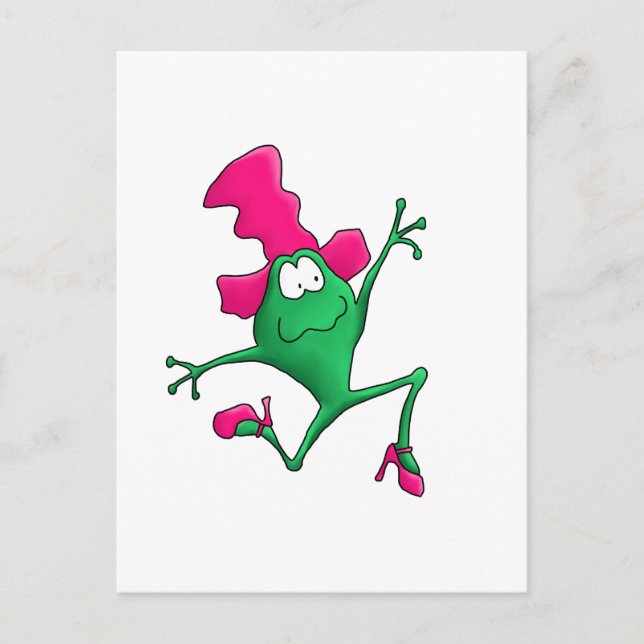 Cartão Postal Sapo Feliz Stilletto Rosa (Frente)