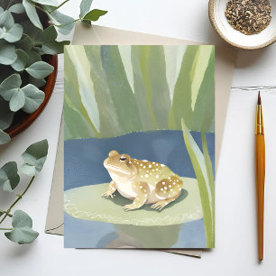 Cartão Postal Sapo Mal-Humorado   Aquarela do Lago de Folhas de 