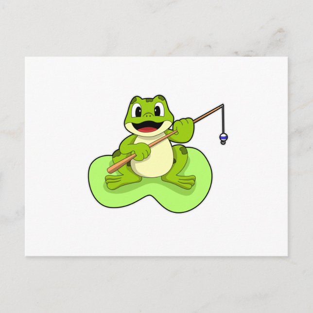 Cartão Postal Sapo na pesca com vara de pescar (Frente)