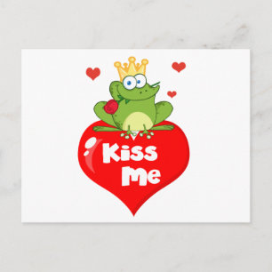 Cartão Postal Sapo Prince Em Um Coração Vermelho