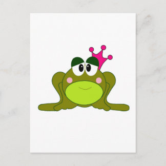 Cartão Postal Sapo Princesa com Caricatura Rosa