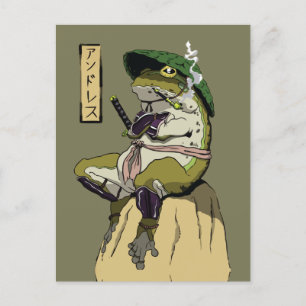 Cartão Postal Sapo Samurai: Guardião do Lótus