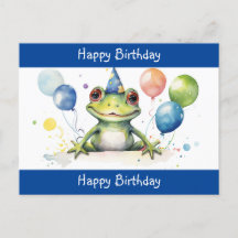 Sapo Verde Bonito com Balões Feliz Aniversário