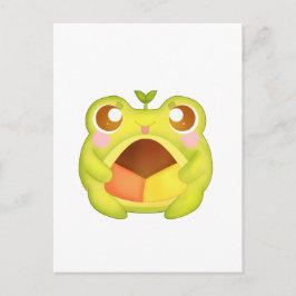 Cartão Postal Sapo Verde Bonito Segurando Cookie Polvoron Mexica