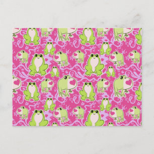 Cartão Postal Sapos de Amor Verde Rosa