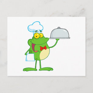 Cartão Postal Sapos sapos Anfíbios Cartoon Chef Engraçado