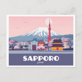 Cartão Postal Sapporo Japão Hokkaido Cityscape Pastel Viagem