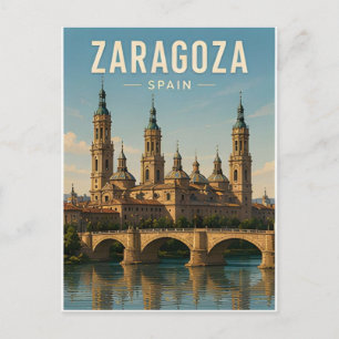 Cartão Postal Saragoça Espanha Antiga Roma Ebro Cidade Viagem 🏛
