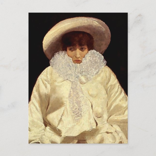 Cartão Postal “Sarah Bernhardt como Pierrot” por Giuseppe De Nit (Frente)