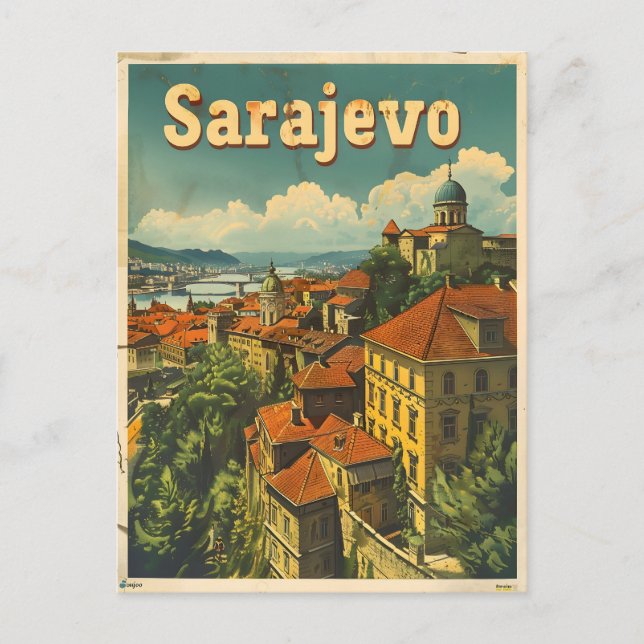 Cartão Postal Sarajevo Bósnia e Herzegovina Vintage (Frente)