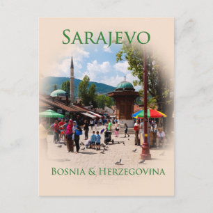 Cartão Postal Sarajevo: Pigão na Praça do Velho Bazar