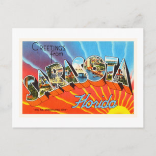 Cartão Postal Sarasota Florida FL Antiga Viagens vintage Souveni