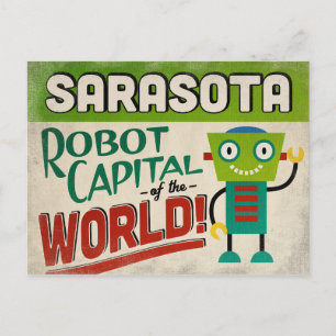 Cartão Postal Sarasota Florida Robot - Engraçado Vintage