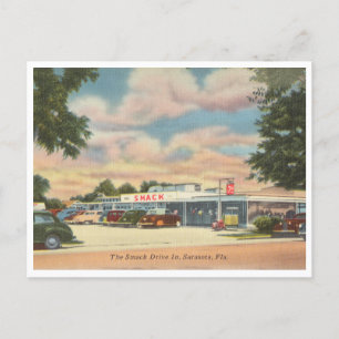 Cartão Postal Sarasota Florida vintage 1940s Smack Drive In