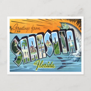 Cartão Postal Sarasota, Florida Vintage Big Letters