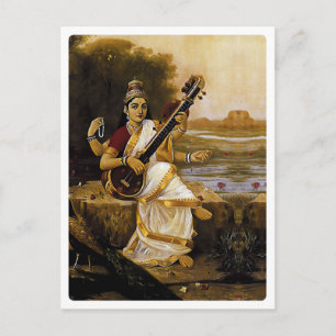 Cartão Postal SARASWATI - Divindade das artes e dos rios