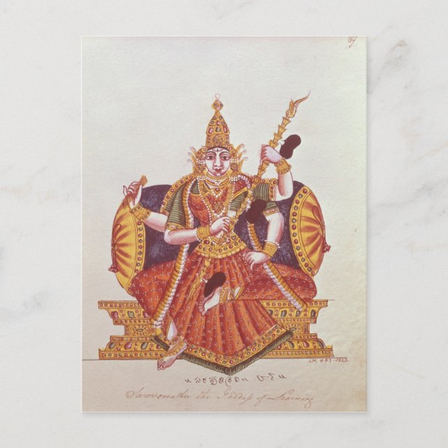 Cartão Postal Saratheswathee, deusa hindu de aprender (Frente)