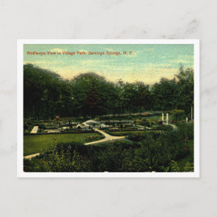 Cartão Postal Saratoga Springs NY, Parque da Vila, Postal Vintag