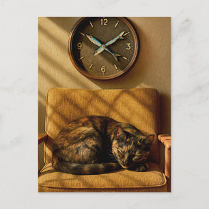 Cartão Postal Sardine O’clock Dreamtime - Surreal Cat Art