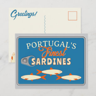 Cartão Postal Sardinhas Saudações Personalizadas Portugal Peixe 