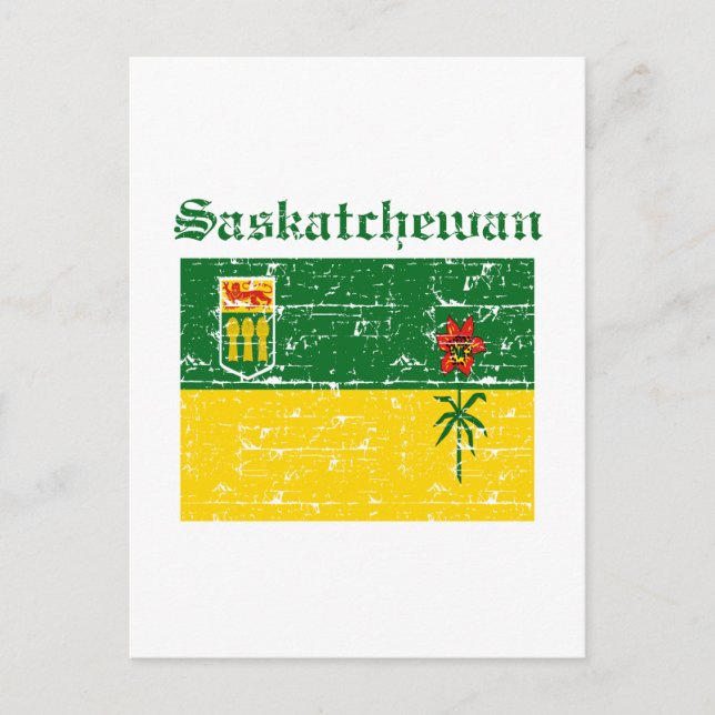 Cartão Postal Saskatchewan Canada Flag design (Frente)
