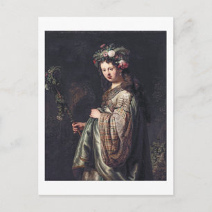 Cartão Postal Saskia van Uylenburgh como Flora, Rembrandt, 1634