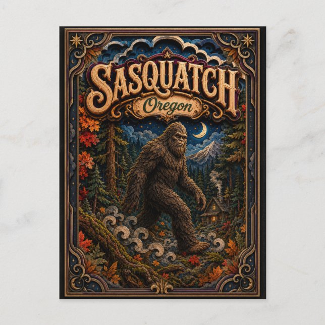 Cartão Postal Sasquatch Oregon Popcut Lendas (Frente)