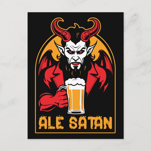 Cartão Postal Satã de Ale - Bebendo de Cerveja (Frente)