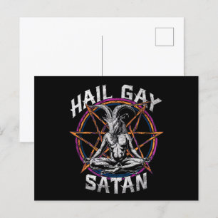 Cartão Postal Satã de granizo engraçada Gay LGBT Gótico Baphomet