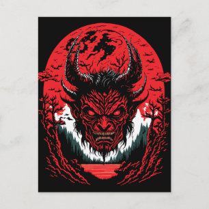 Cartão Postal Satã   Design de Gráfico da Cabeça de Demônio