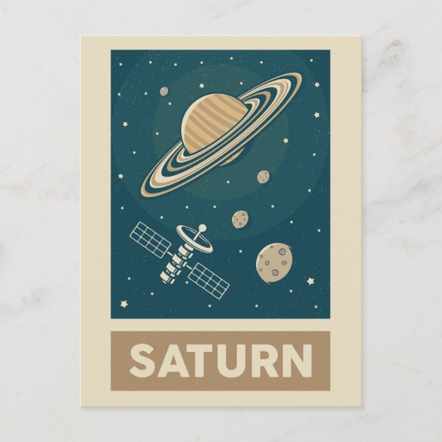 Cartão Postal Satélite Saturn Retro Galaxy (Frente)