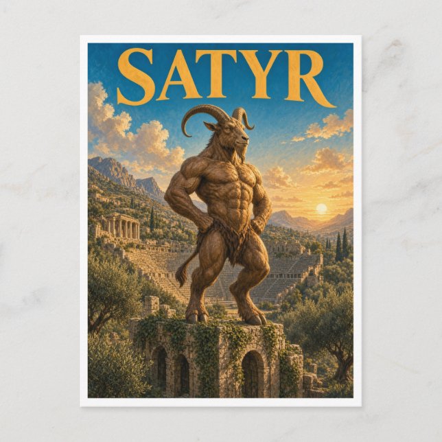 Cartão Postal Sátiro, Monstro da Fantasia Gótica (Frente)