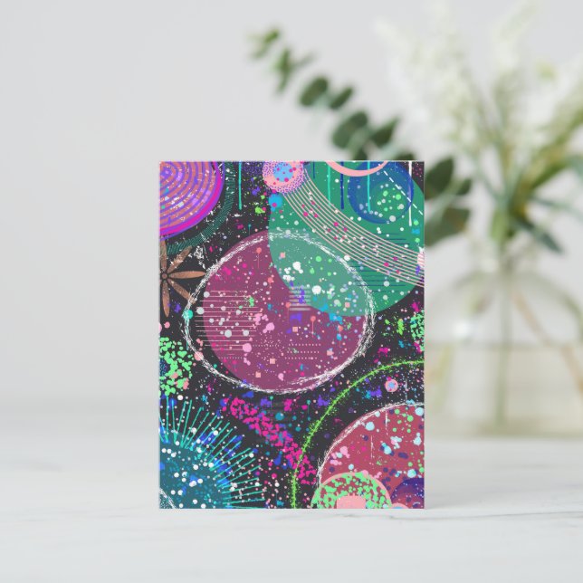 Cartão Postal Saturn’s Rings: Maximalist Abstract Art  (Em pé/Frente)