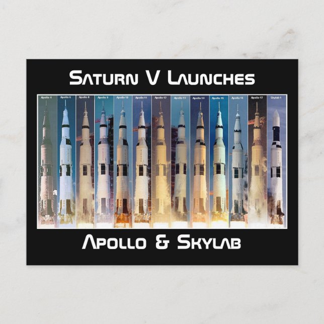 Cartão Postal Saturn V Moon Rocket Launts (Lâmpada Saturno V) (Frente)