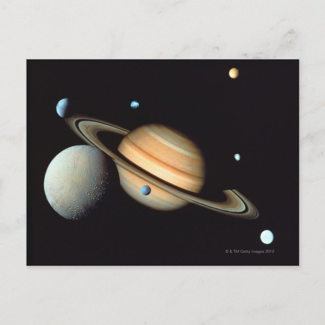 Cartão Postal Saturno e satélites (Frente)